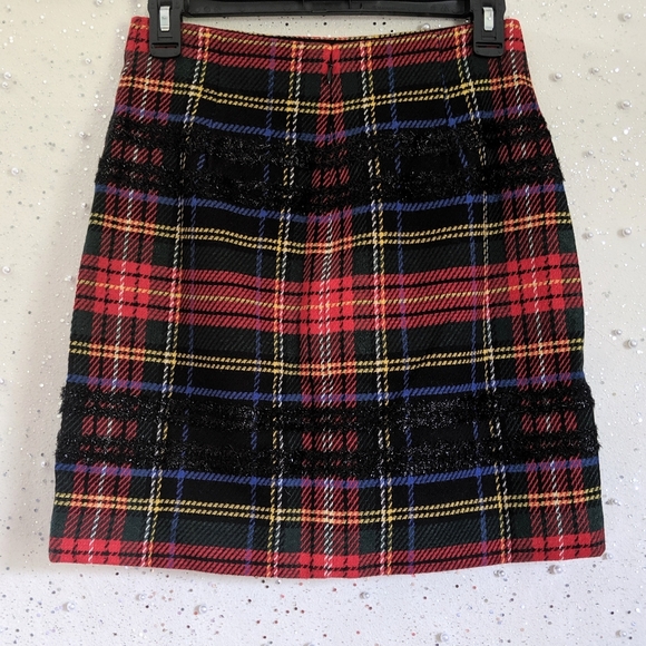 NEW J. Crew Tartan Plaid Metallic Mini Skirt 0 - Picture 6 of 6